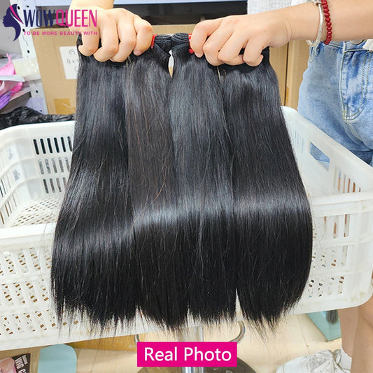 Straight Human Hair Bundles Double Drawn Thick Hair Extensions For Women Vietnamese Raw Hair Bundles Natural Black 1/2/3/4 PCS