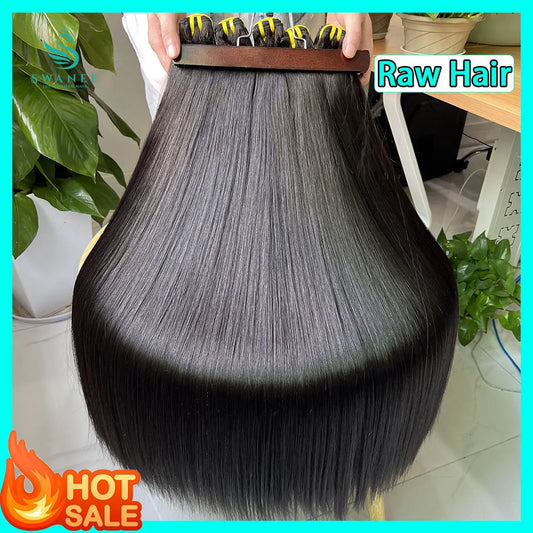 Bone Straight Human Hair Bundles 12A Grade 100% Unprocessed Raw Vietnamese Virgin Weft Hair Extensions #1B Natural Black