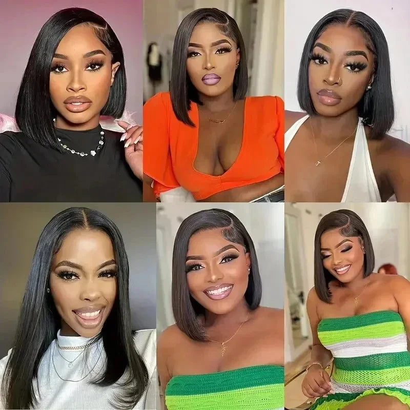 Bob Wig Human Hair Glueless 13x6 Lace Front Wigs Human Hair 100% Human Hair Wigs Transparent 13X4 Straight Lace Frontal Bob Wigs
