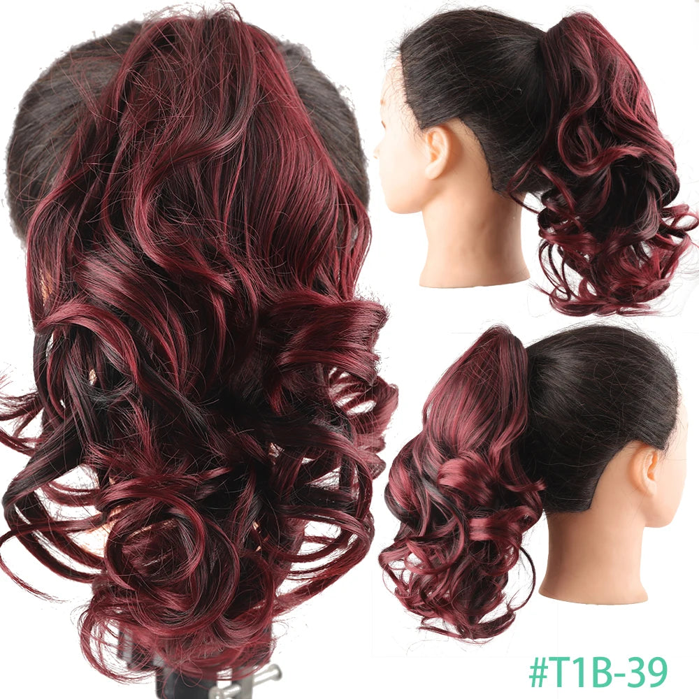 Synthetic Claw Clip In Short Ponytail Curly Pony Tail Clip-on hair False Wig House Pony Extension Hairpiece For Women