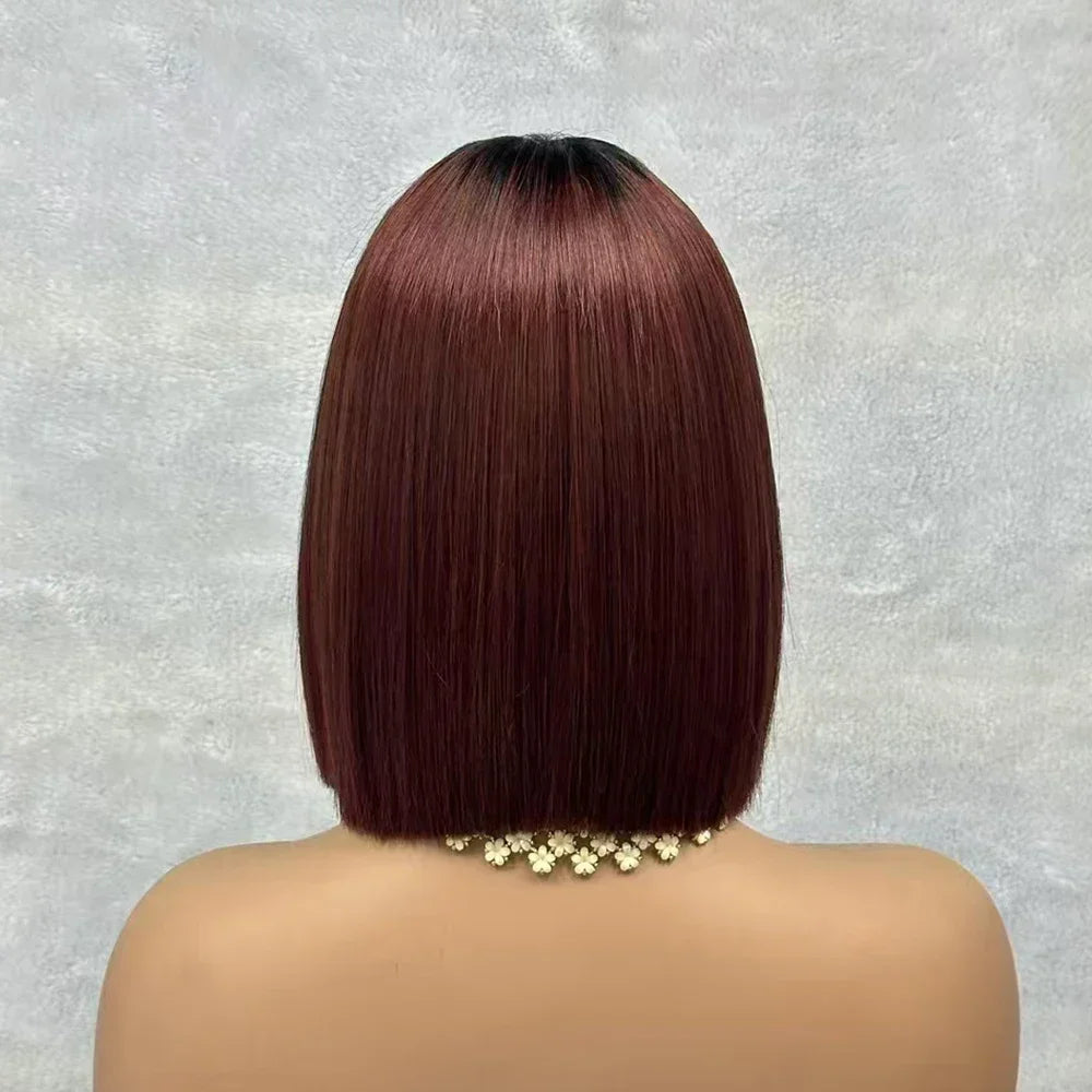 2x6 Lace Closure Bob Wigs Honey Brown Color Vietnam Raw Bone Straight Human Hair Short Bob Glueless Wigs for Women 180% Density