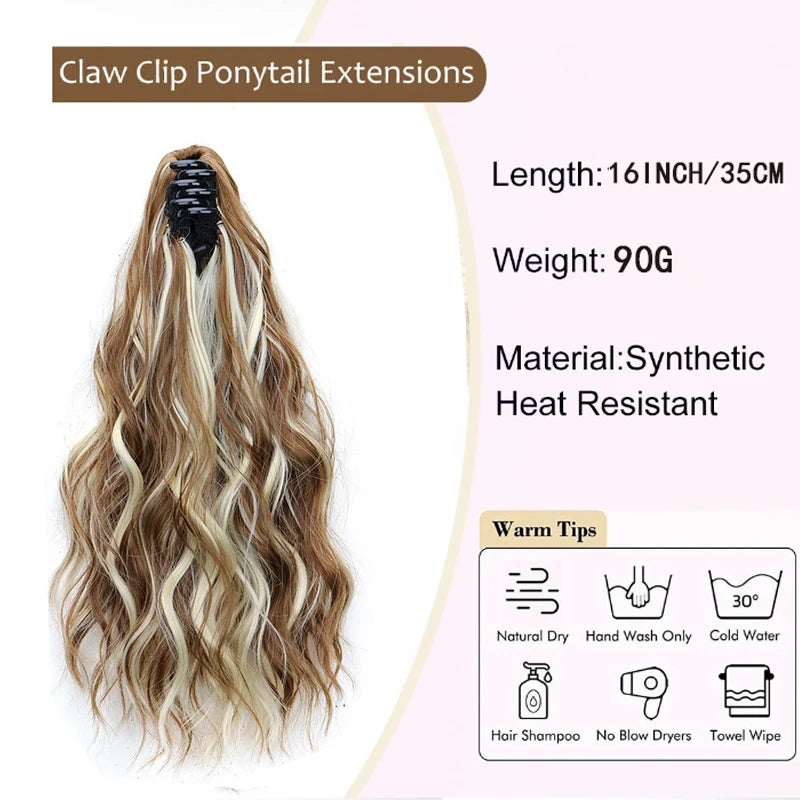 14inch Synthetic Women's Wavy Claw-Clip Ponytail Extension Easy-to-Wear Versatile Style for Instant Beauty For Women