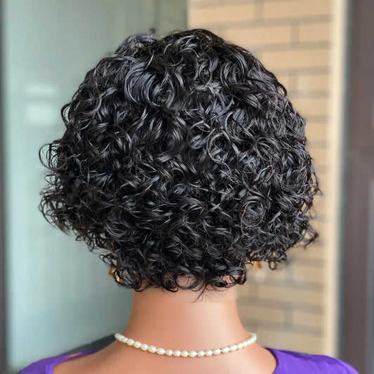 15A High Quality 200% Density Curly Pixie Cut Wigs with 13*4 Frontal Lace Brazilian Virgin Remy Hair Natural Short Hair Style