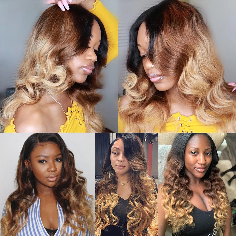 12A Body Wave Human Hair Bundles Ombre Colored 1/3/4 Bundles Human Hair 100% Unprocessed Virgin Brazilian Hair Weave Extensions