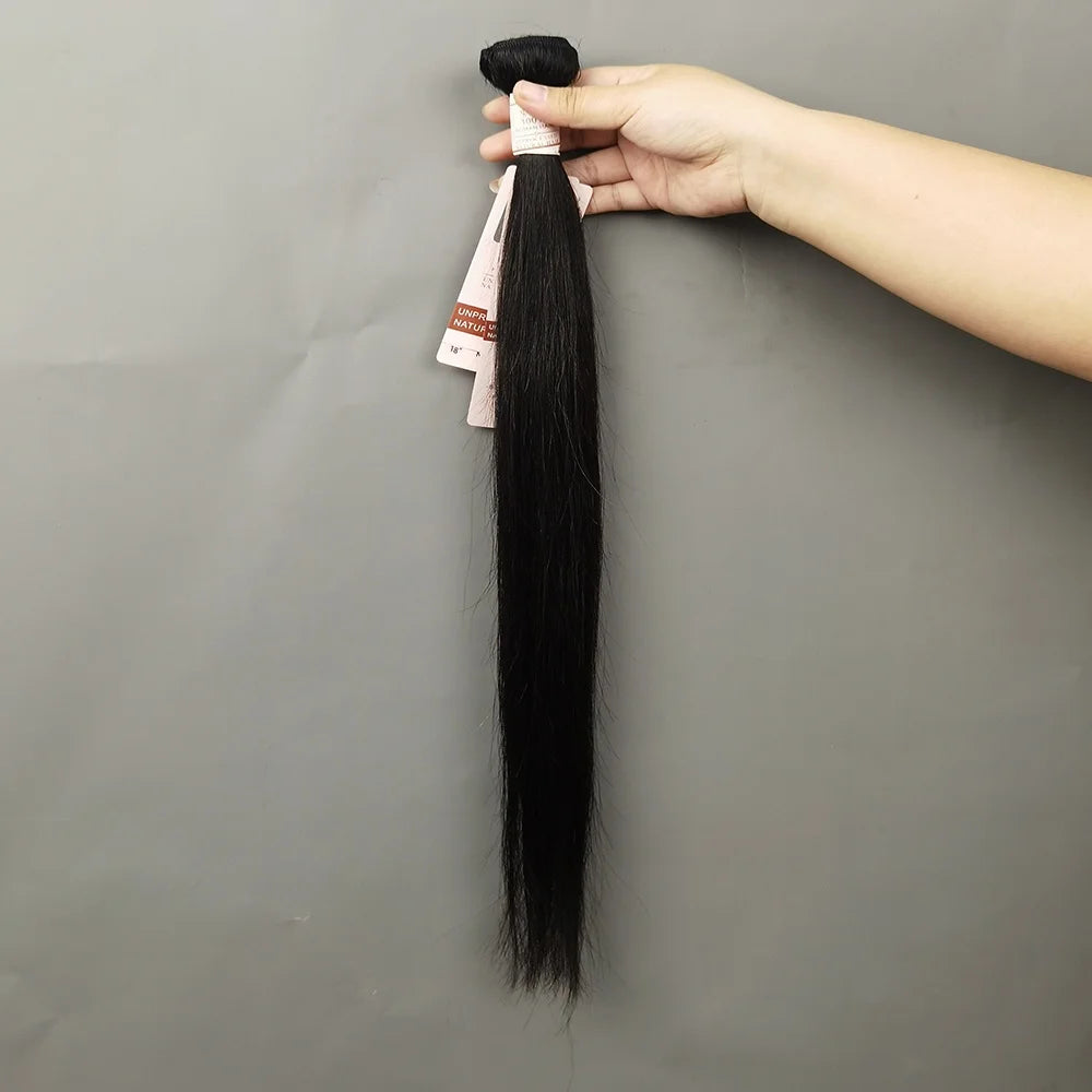 Human Hair Bundles Natural Human Hair Weave Brazilian Hair Extensions Bone Straight  26 28 30Inch 1/3/4 Bundles 50g Double Weft