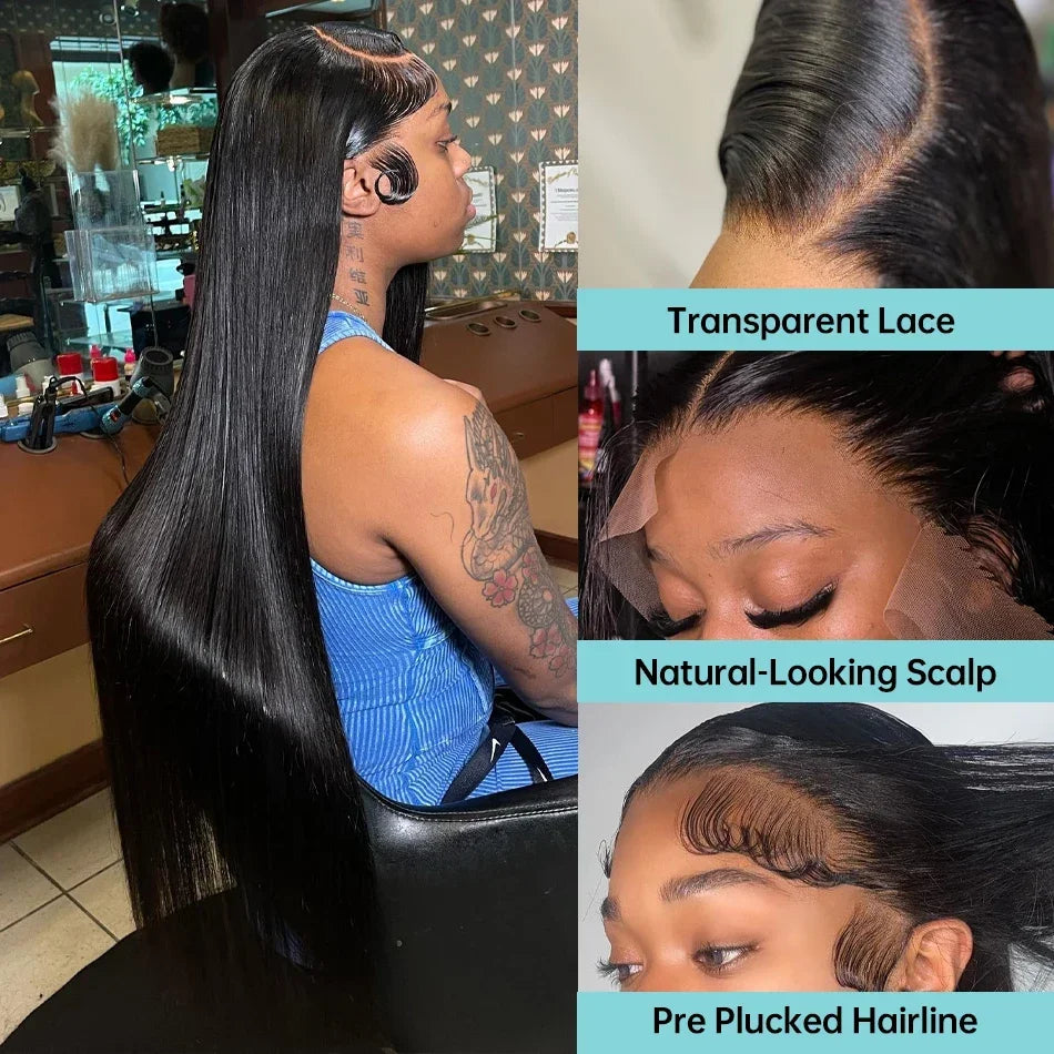 5×5 Lace Long Straight Frontal Lace Human Hair Wig 32 34 36 inch No Tangle No Shedding Brazilian Human Hair Wigs For Black Women