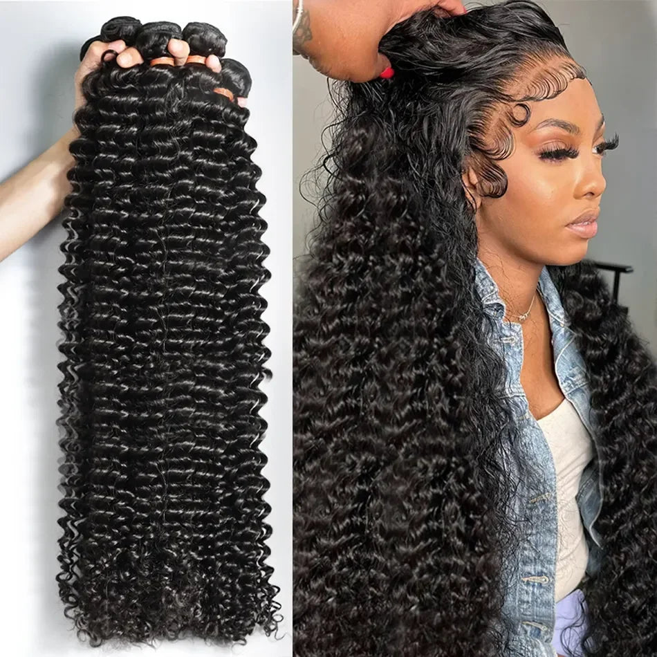 Burmese Afro Kinky Curly Human Hair Bundles Top Raw Hair Extensions Unprocessed Virgin Deep Water Wave 100% Human Hair Weave