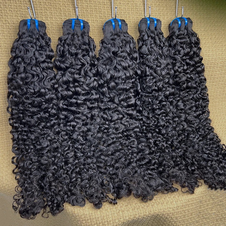 15A Burmese Curly Human Hair Bundles Double Weft #1B 100% Unprocessed Raw Virgin Hair Weave Extensions Can Bleach to #613 Color