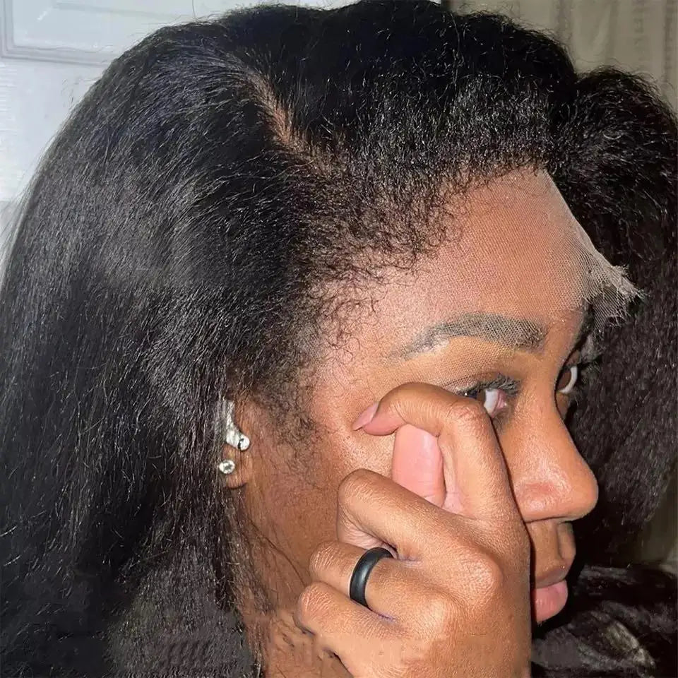 100% Burmese Human Hair Kinky Straight Wigs Transparent Lace 13x6 Lace Frontal Wigs Preplucked Hairline Lace Closure Wigs Cheap