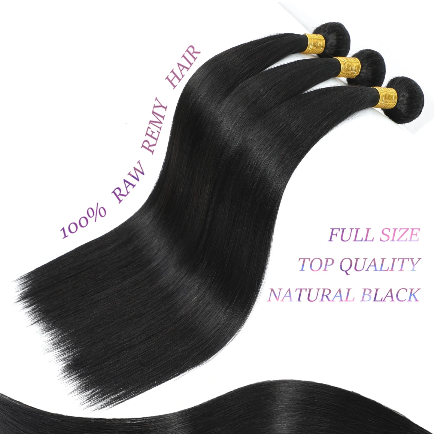 Brazilian Straight Hair Bundles 28 30 32 Inch 12A Virgin Remy Straight Human Hair Bundles 100% Unprocessed Remy Hair Bundles #1B