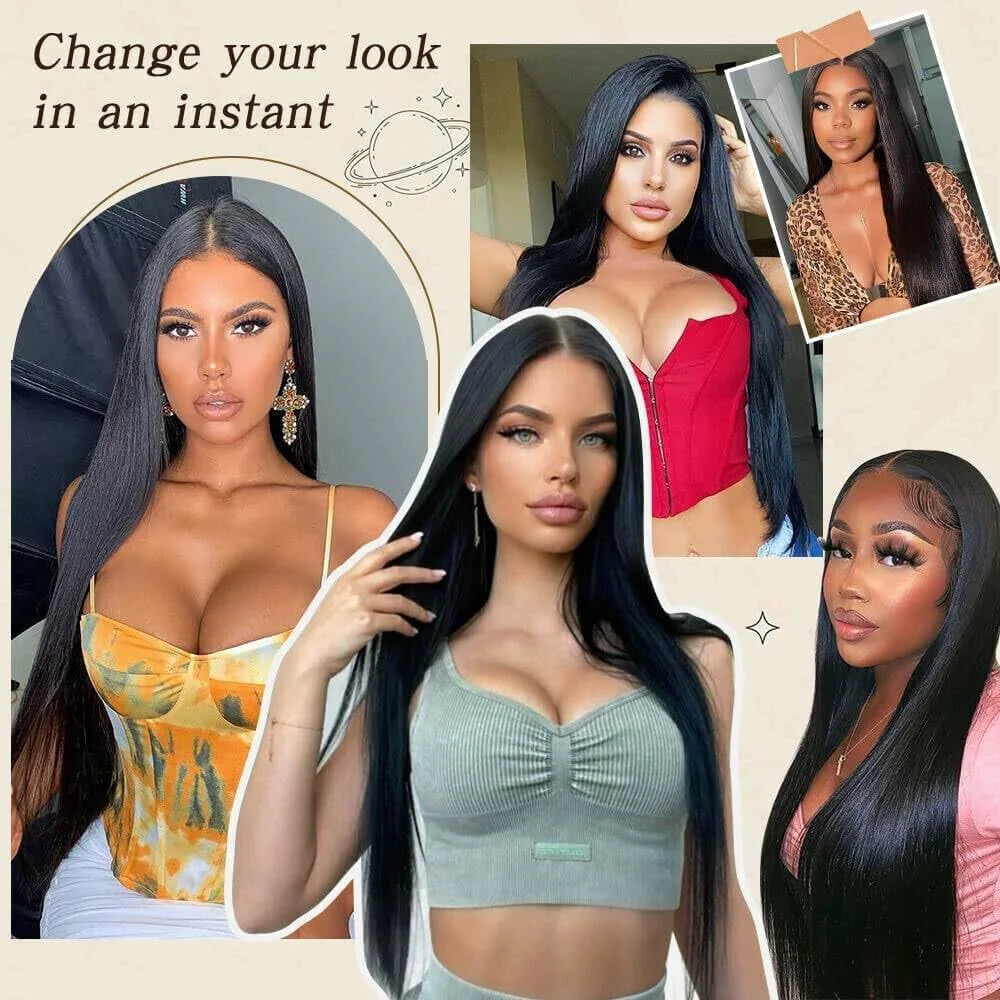 Wear And Go 6x4 Bone Straight Glueless Wig Human Hair Ready To Wear Brazilian 9x6 7x5 Lace Closure Wigs For Women Preplucked