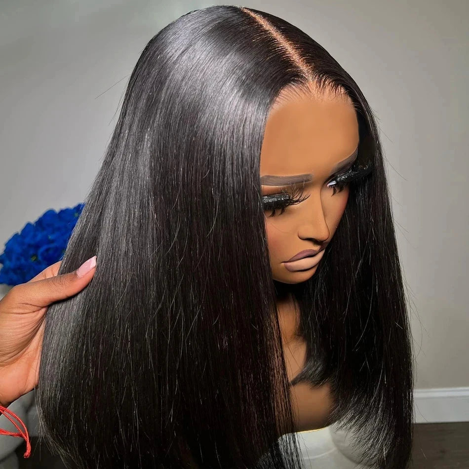 Short Bob Wigs Straight Glueless Wig Ready To Wear Human Hair Wigs Pre Cut 4x4 Elastic Drawstring Upgraded No Glue Lace Air Wig