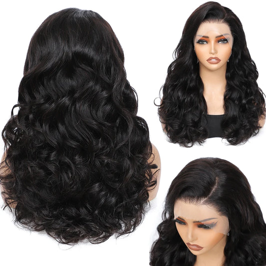 100% Raw Brazilian Virgin Hair Double Drawn Bouncy Wave 13x4 Lace Frontal Wig 250% Density 4X4 HD Lace Closure Wear And Go Wigs