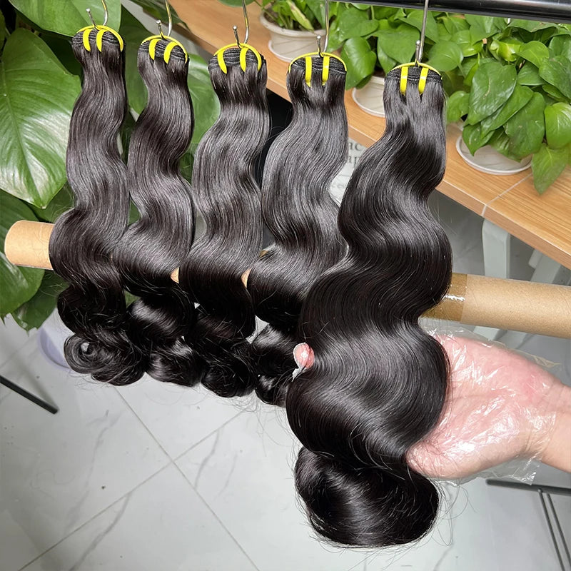 15A Grade Super Double Drawn Body Wave Bundles Human Hair Unprocessed Raw Hair Weave Bundles Human Hair Curly Vietnamese Hair