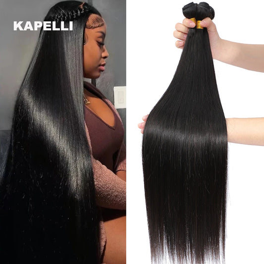 Brazilian 30 40 Inch Raw Virgin Unprocessed 100% Human Hair Extensions Bone Straight 3 4 Bundles Double Weft Bulk Braiding Hair