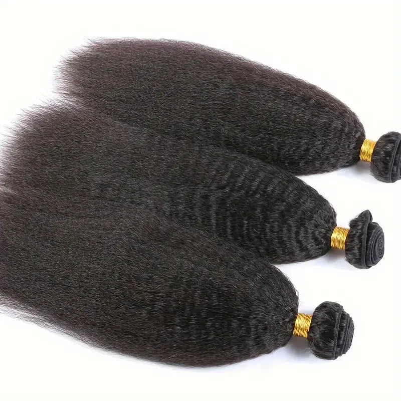 Brazilian Kinky Straight Human Hair Weave Bundles Deal Raw Virgin Hair Tissage Clearance On Sale Yaki Straight Hair Extensions