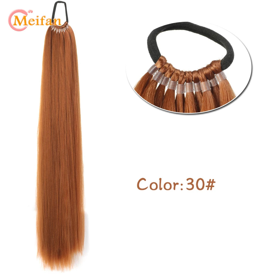 MEIFAN 18-32Inch Long Straight Ponytail Extension with Elastic Tie Natural Soft Fake Pony Tail Synthetic DIY Ponytail Hairpiece