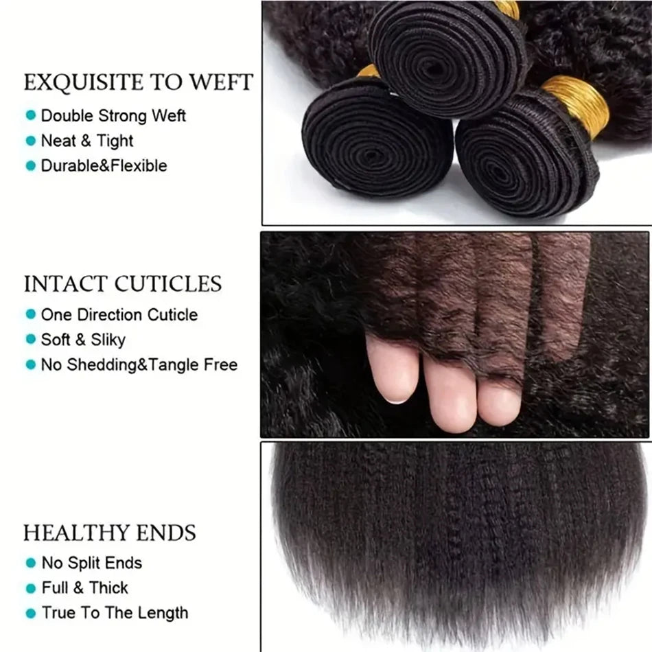 Brazilian Kinky Straight Human Hair Weave Bundles Deal Raw Virgin Hair Tissage Clearance On Sale Yaki Straight Hair Extensions