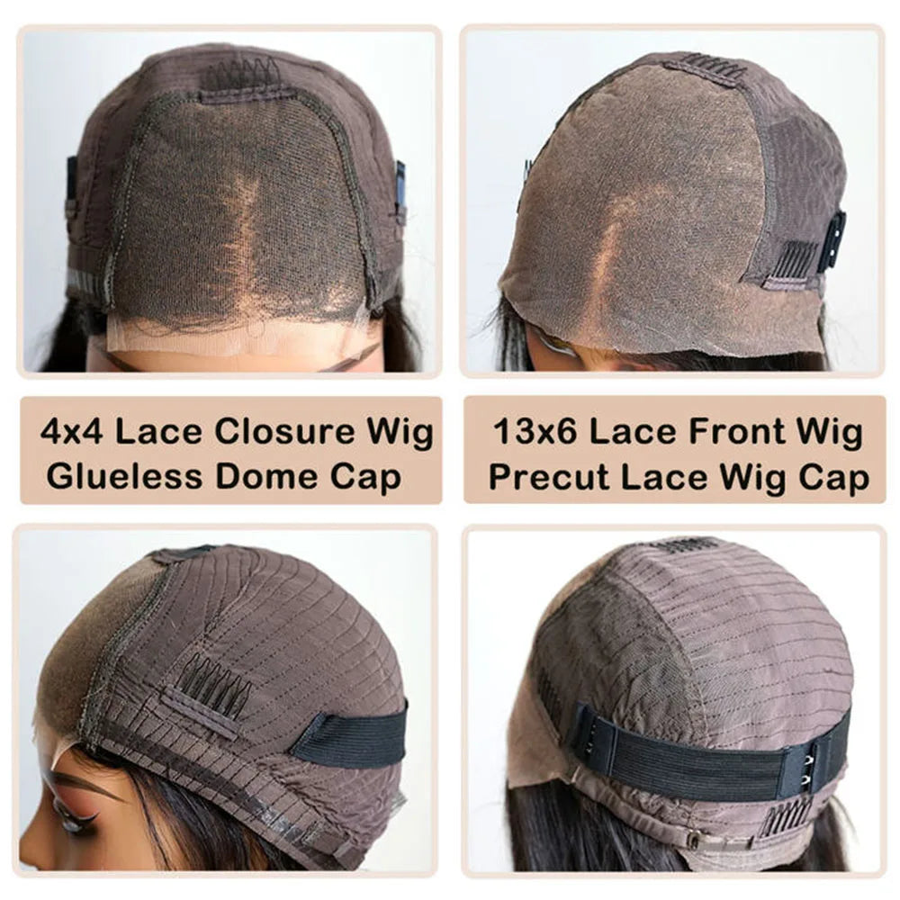 400% Density Double Drawn Glueless Wig Human Hair Ready To Go Bone Straight 13X6 HD Transparent Lace Frontal Wig Bleached Knots