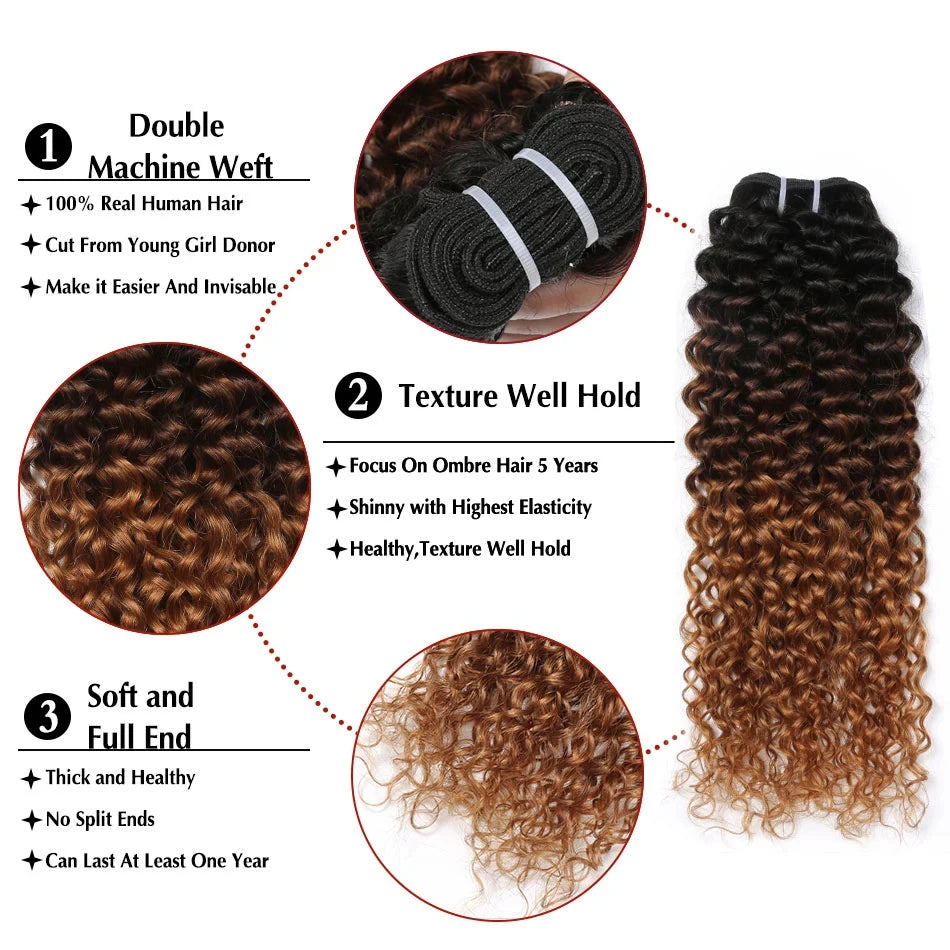 Spark 1/3/4 Bundles Afro Kinky Curly Human Hair Extensions Ombre Brazilian 100% Human Hair Weave Bundles