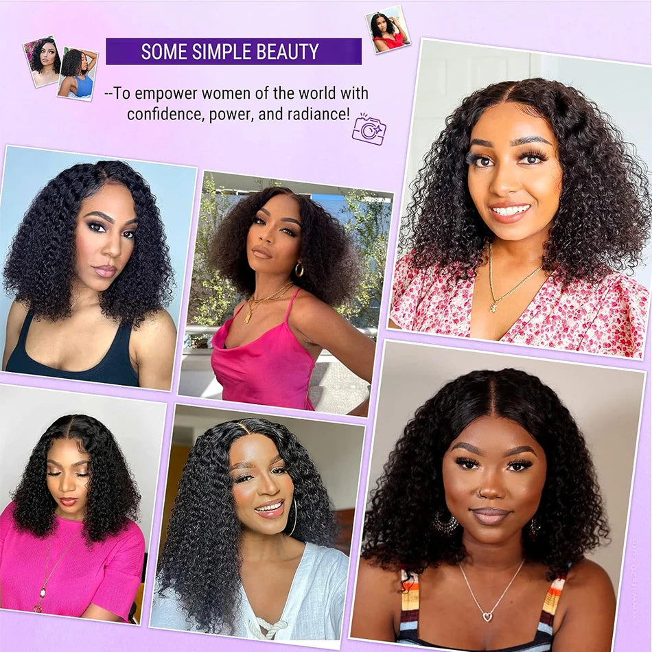 Short Kinky Curly Bob Frontal Wig 12A Malaysian Lace Front Human Hair Wigs Wet And Wavy Water Wave Bob Wig 13x4 Frontal Wig Remy