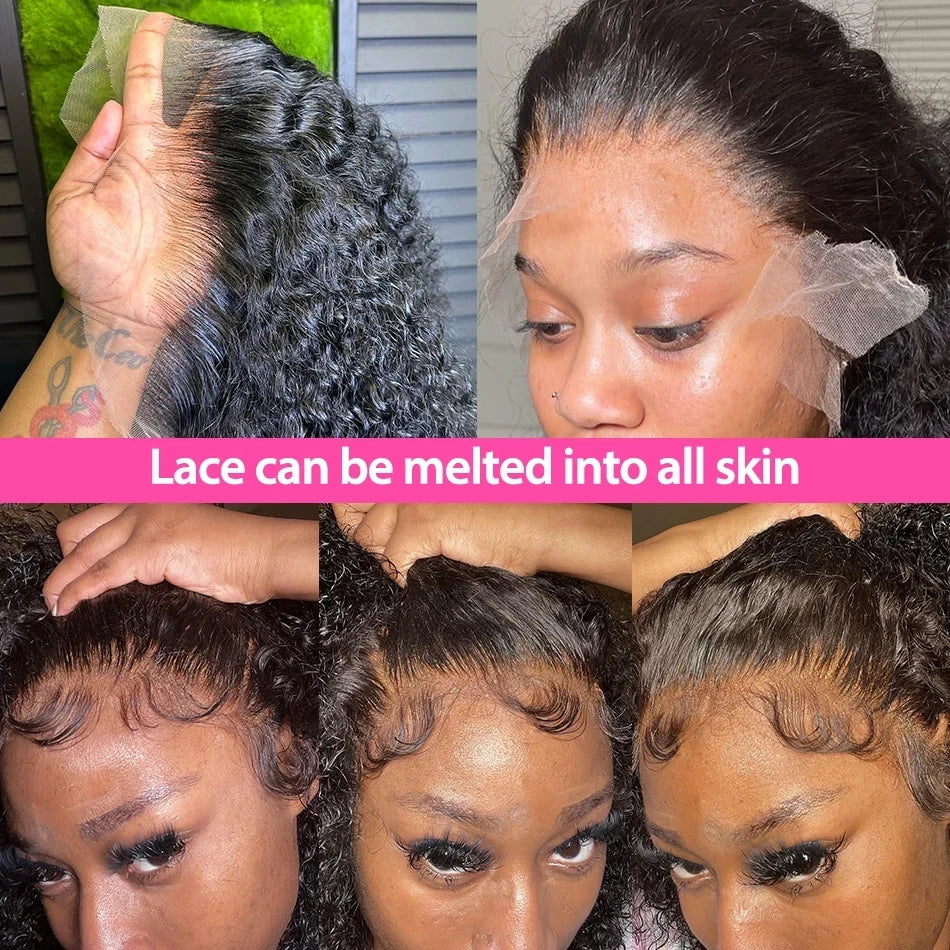 Short Kinky Curly Bob Frontal Wig 12A Malaysian Lace Front Human Hair Wigs Wet And Wavy Water Wave Bob Wig 13x4 Frontal Wig Remy