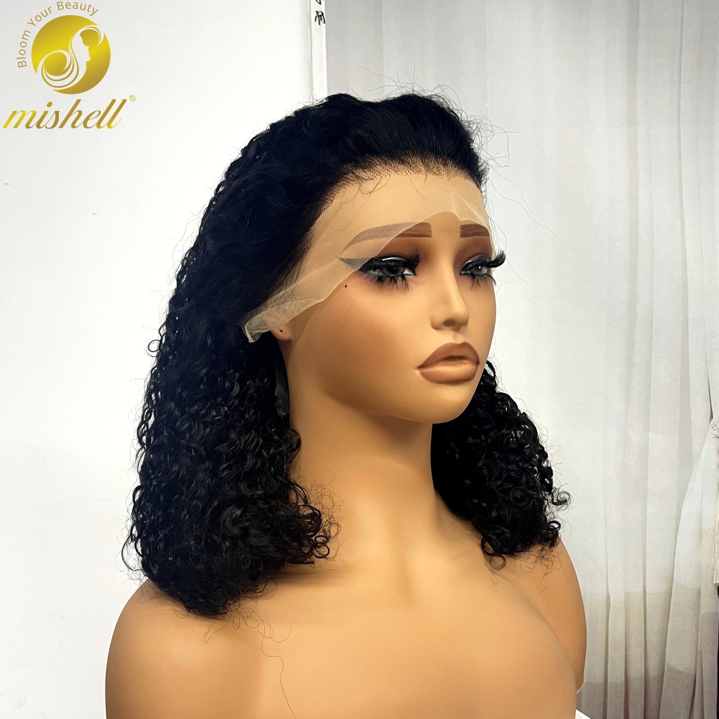 350% Density 13x4 Lace Frontal Pixie Curly Human Hair Wigs 12A Colored Water Wave Raw Burmese Bouncy Curly Hair Wigs for Women