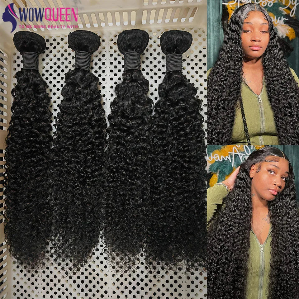 Curly Bundles Human Hair Brazilian Hair Weave Bundles 30 32 Inch 12A Raw Hair Kinky Curly 100% Human Hair Extensions For Women