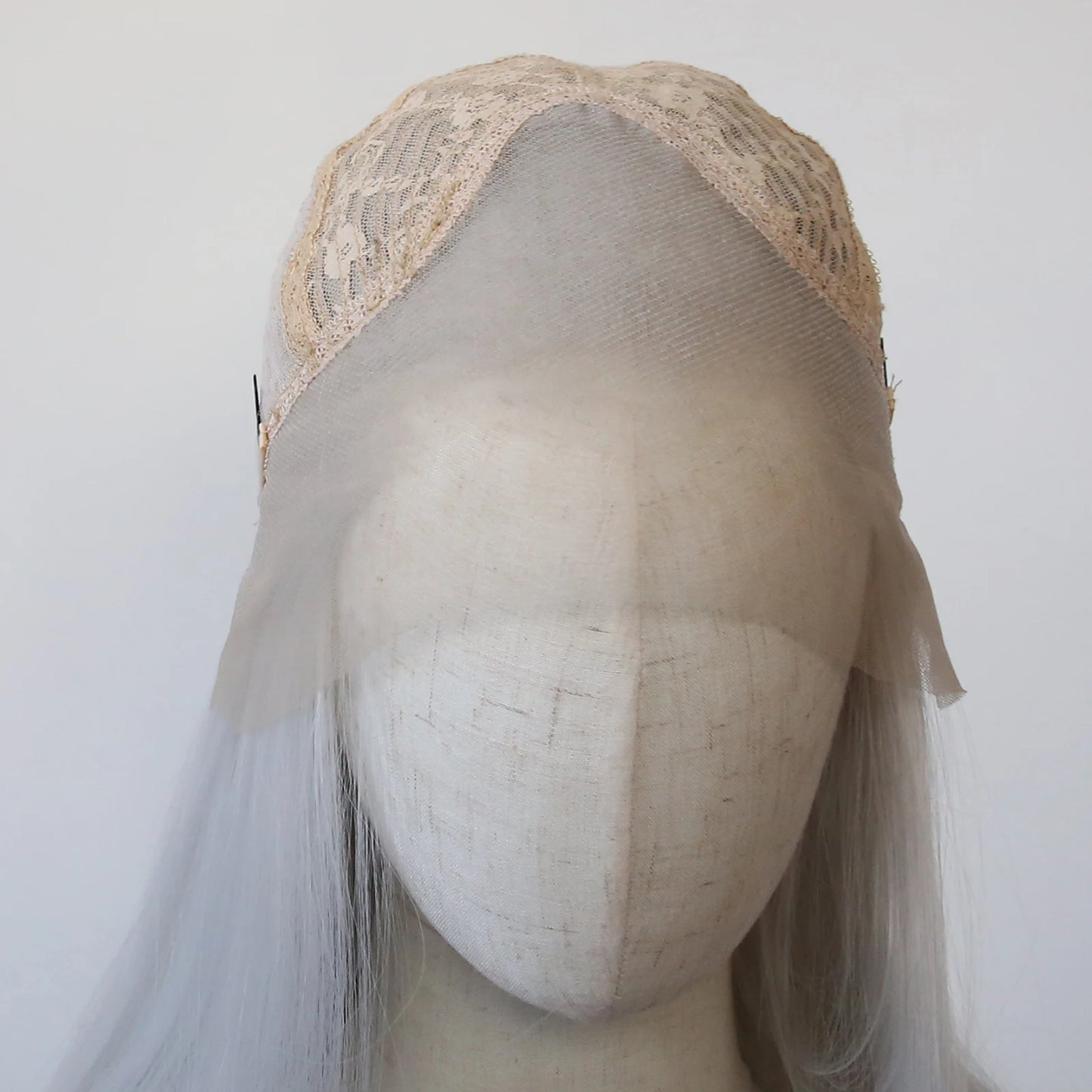 Silver Synthetic Lace Front Wig Long Straight Silver Lace Front Synthetic Wig Pre Plucked Heat Resistant Hair Daily Wear Cosplay