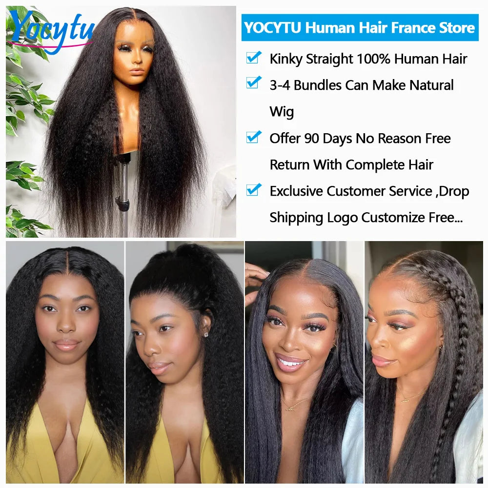 12A Top Quality Kinky Straight Bundles 24 Inch Human Hair Bundles 3 Days Delivery YOCYTU Yaki Straight Bundles 100% Human Hair