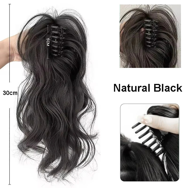 12Inch/30CM Synthetic Claw Clip In Ponytail Hair Extensions Short Curly Claw Clip Ponytail For Women Hair Extension Hairpiece