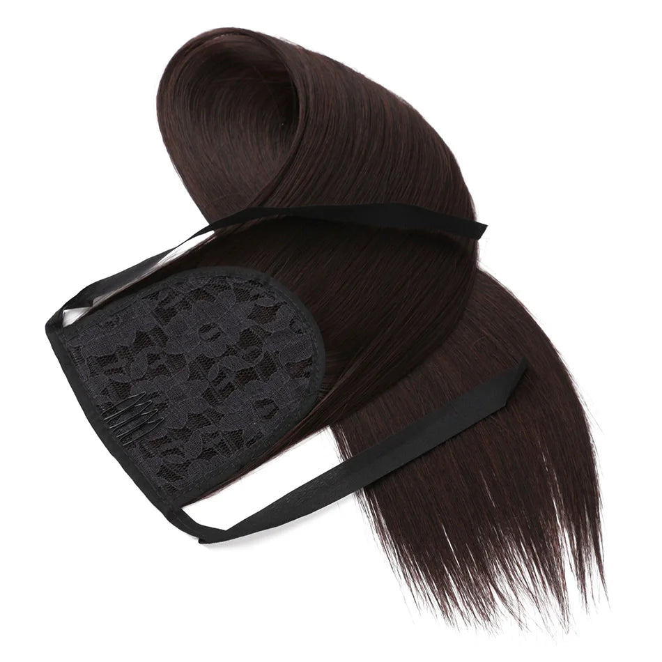 Synthetic Long Straight Ponytail Drawstring Pony Tail 32inch Clip In Hair Extensions for Women Heat Resistant Fake Hair BOOMING