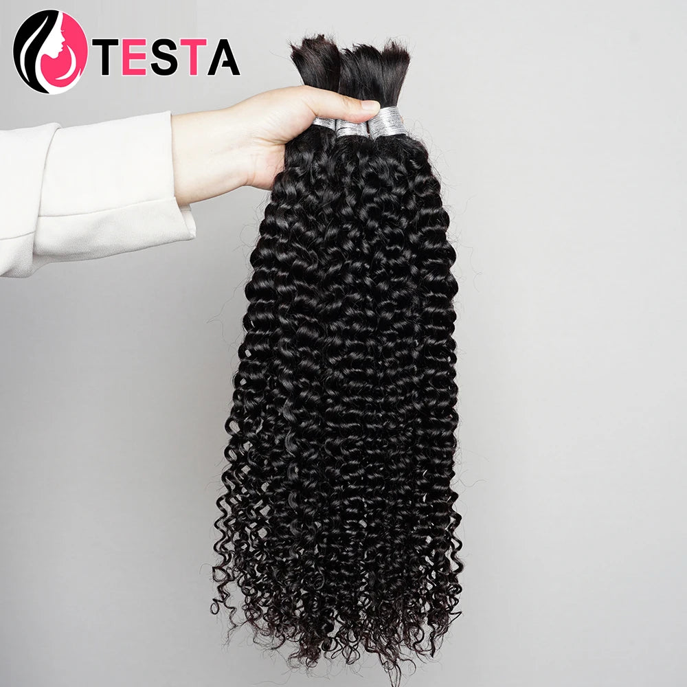 Bulk Human Hair For Braiding Jerry Curly Remy Indian Hair 10-28 Inches No Wefts Natural Color Hair Extension For Women 100g/pcs