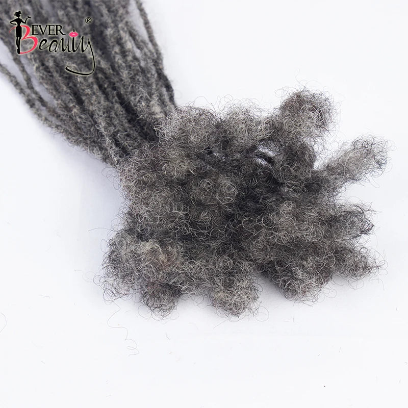 Dreadlocks Human Hair Strand Salt And Pepper Microlocks Bulk Crochet Braid Hair Loc Extension 0.2cm Kinky Curly Braiding Bundles