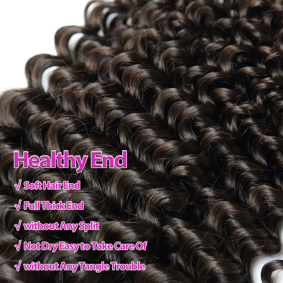 PD 30 32 36 40 Inch Deep Wave Human Hair Bundles Brazilian Remy Unprocessed Weaving Curly Hair Bundles Weave Extensions Deals