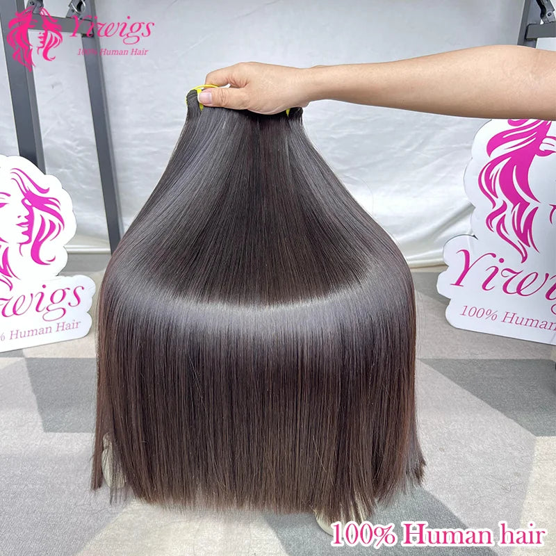 YIWIGS 16A Vietnamese Super Double Drawn Bone Straight 100% Human Hair Bundles Unprocessed Weaving Human Hair For Women
