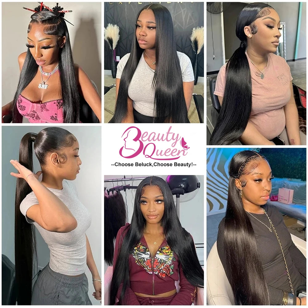 Straight Bundles with Frontal Brazilian 100% Virgin Human Hair 3 Bundles with 13x4 Lace Frontal Brown 4 Color Straight 3 Bundles
