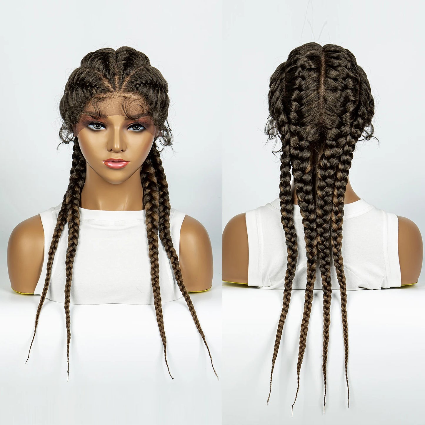 Synthetic Lace Wigs Braided Wigs with Baby Hair Long 26 Inches Box Braids Wig for Black Women Lace Front  Afro Hair Wigs