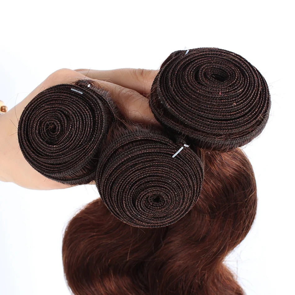 Brown Body Wave Bundles Human Hair Brazilian Hair Weave Bundles 1/3/4 PCS Human Hair Bundles #4 Brown 100% Remy Hair Extensions