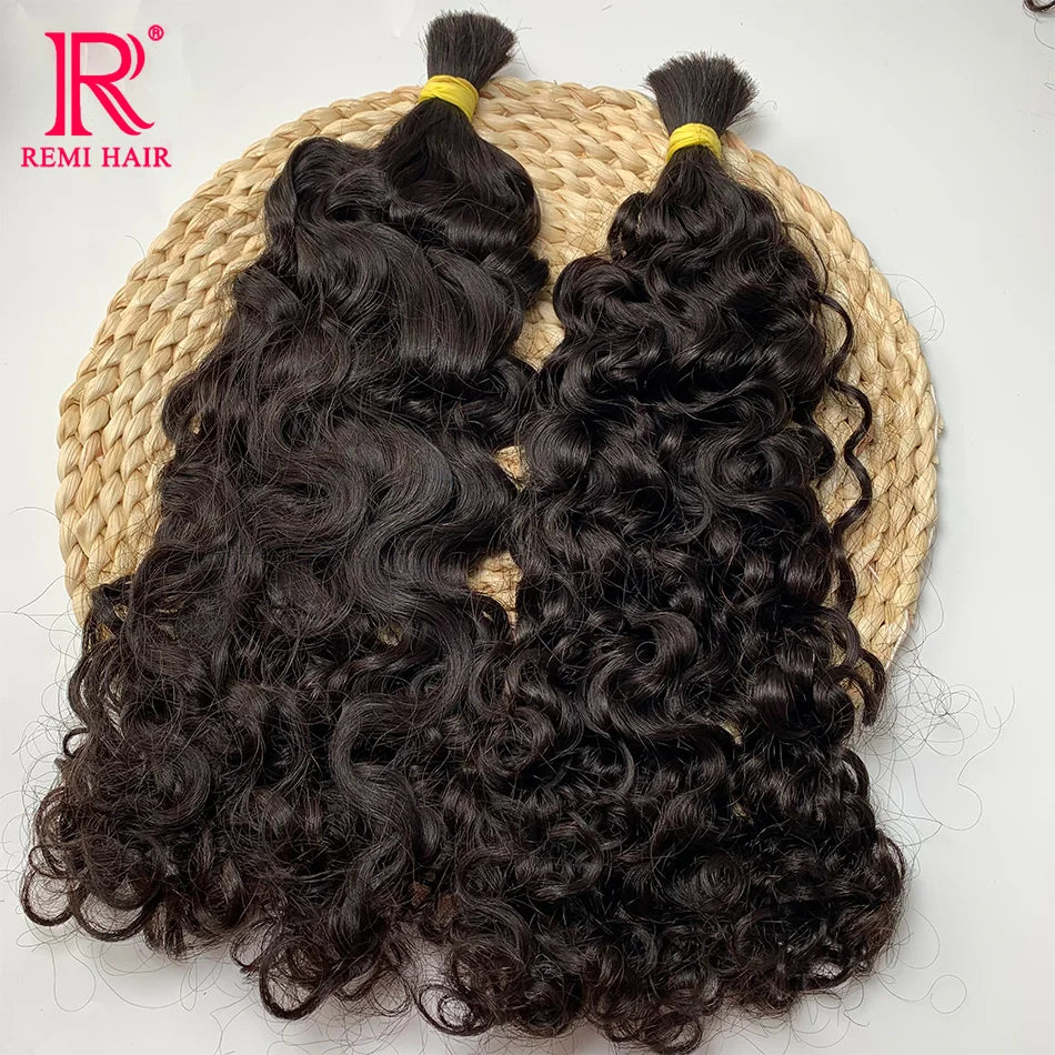100% Real Human Hair Bulk No Weft Curly Vietnamese Human Hair Extensions Water Wave Weaving Hair for Women Hair Braiding
