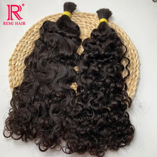 100% Real Human Hair Bulk No Weft Curly Vietnamese Human Hair Extensions Water Wave Weaving Hair for Women Hair Braiding