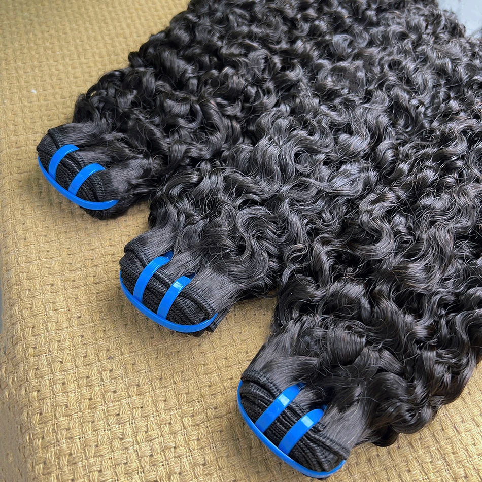 15A Burmese Curly Human Hair Bundles Double Weft #1B 100% Unprocessed Raw Virgin Hair Weave Extensions Can Bleach to #613 Color