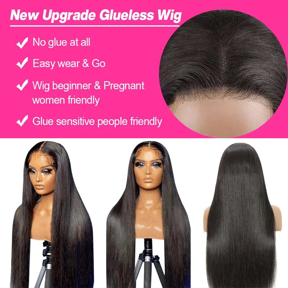 250% High Density Brazilian 30 40Inch Glueless Wig Human Hair Bone Straight 13x4 HD Lace Frontal Human Hair Wigs 7x5 Closure Wig