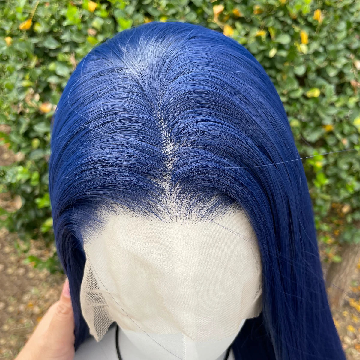 Dark Blue 13X4 Synthetic Lace Front Wigs for Women 26 Inch Long Sliky Straight Lace Wigs Half Hand Tied 150% Density Glueless