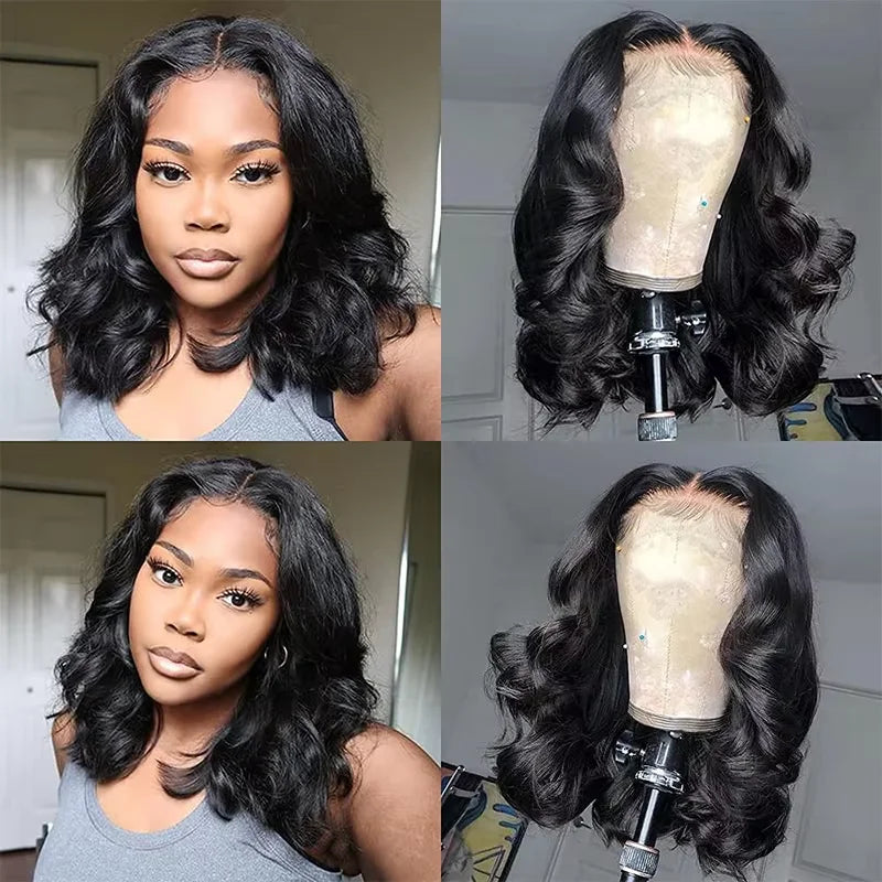 250% 13x4 Bouncy Curly Short Bob Body Wave Human Hair Wigs Hd Transparent Lace Frontal Wig Curly Hair Short Bob Wigs For Women