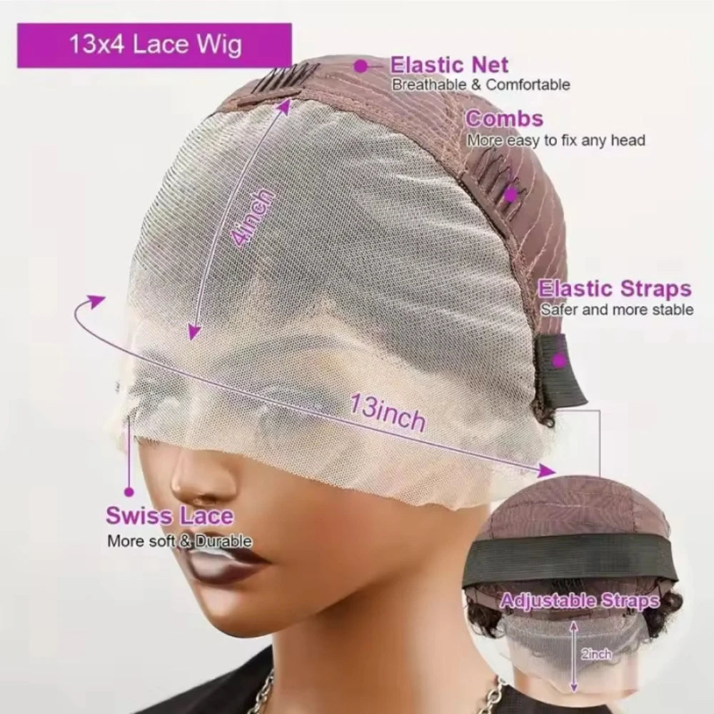 200% Pixie Cut Short Bob Wig Bone Straight Brazilian Hair Pixie Cut Wig Side Part 13x4 Hd Transparent Lace Front Human Hair Wigs