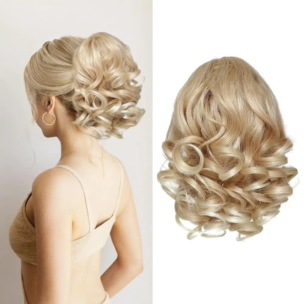 Short Curly Drawstring Ponytail Extensions Synthetic Clip In Hair Extensions Elegant For Daily Use Hair Accessories