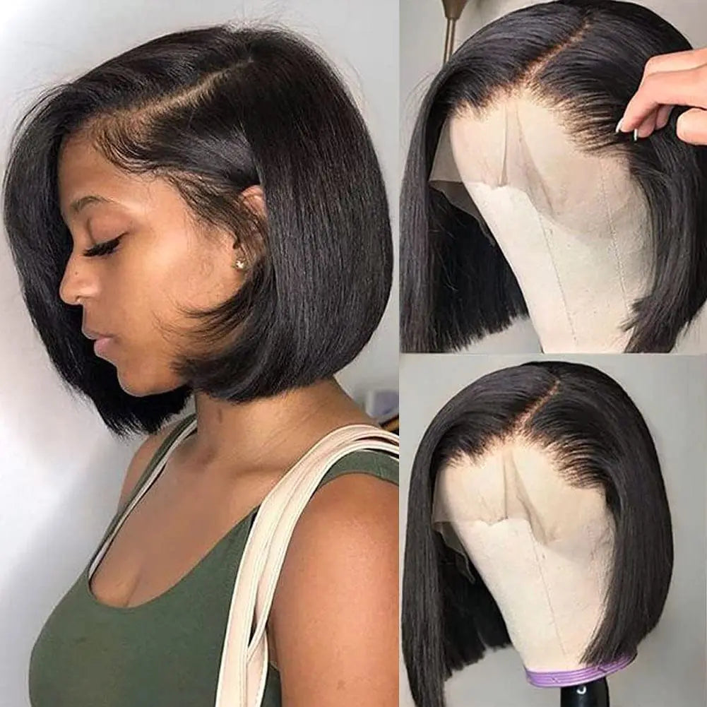 Glueless Bob Hair Wig Human Hair Ready To Wear Straight Transprent 13x4 Lace Closure Wigs For Women Glueless Wigs Human Hair