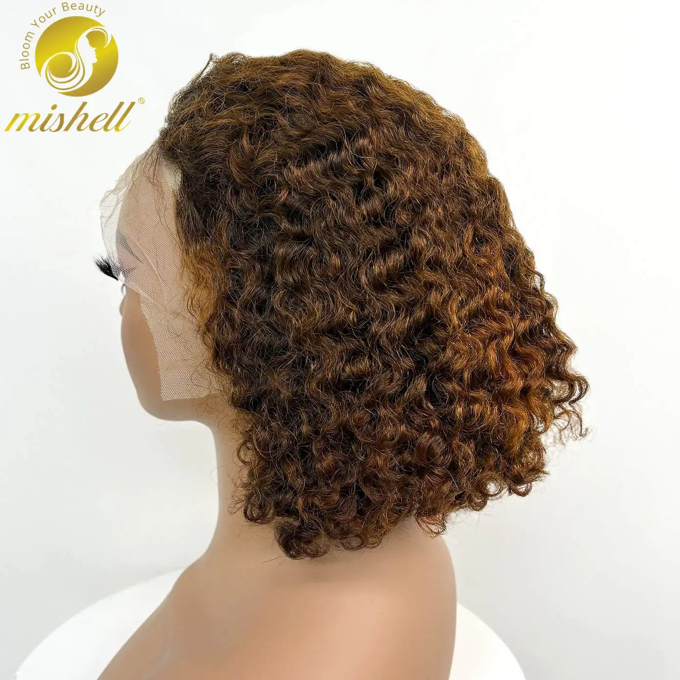 250% Density 4/30/4 Higjlight Ombre Short Water Wave Bob Wig Human Hair Wigs 13x4  Lace Frontal Deep Wave Curly Wig for Women