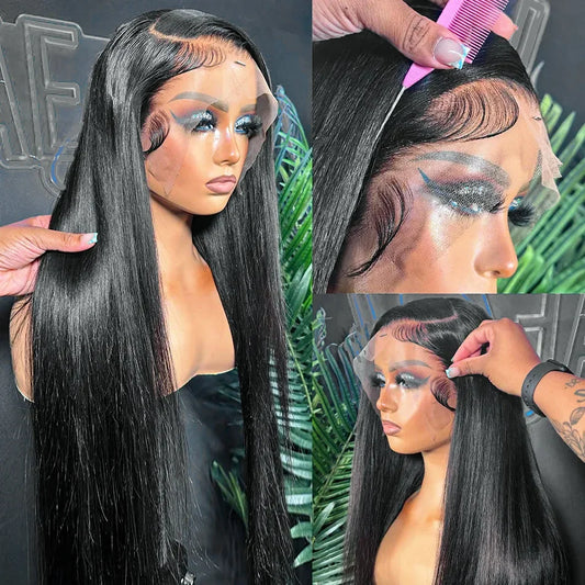30 32inch Straight Lace Front Human Hair Wig 13x4 13X6 Transparent Lace Frontal Wig Brazilian 5x5 Closure Cheaper Wigs For Women